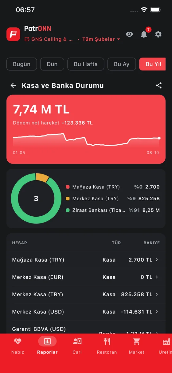 PatrONN: Kasa ve banka durumu